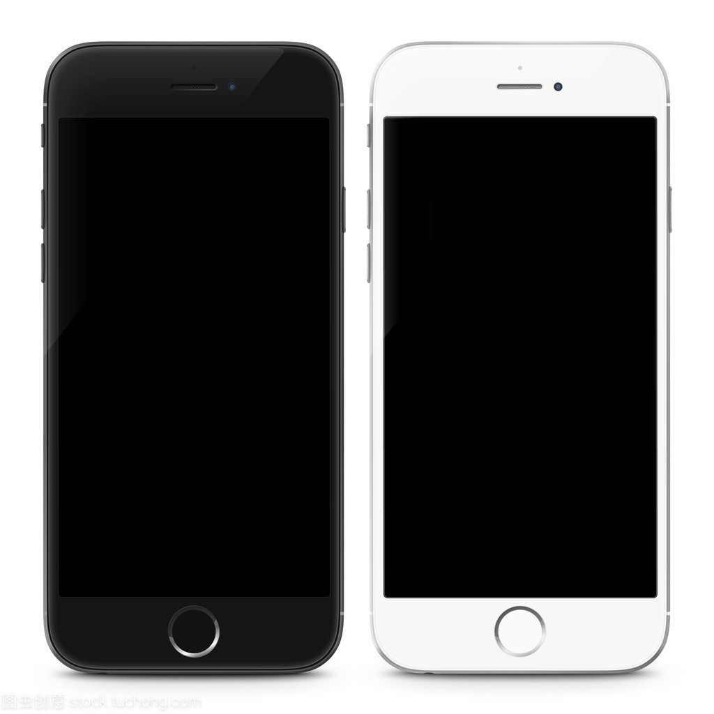 智能手机现实矢量图。手机样机与孤立的白色背景上的空白屏幕